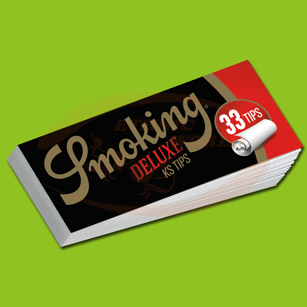 Smoking Red KS Papers – 10 Booklets Mit Je 33 Blättchen & 22 Filtertips, Zigarettenpapier
