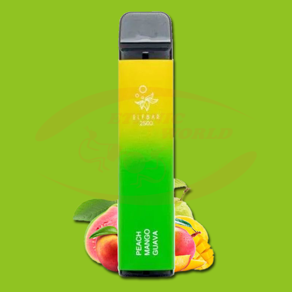 Disposable ecig 20 mg ELF Bar Peach Mango Guava (2500) Ethnic World