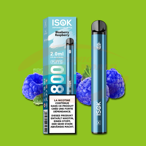Disposable e-cig 20 mg ISOK Blueberry Raspberry (800)