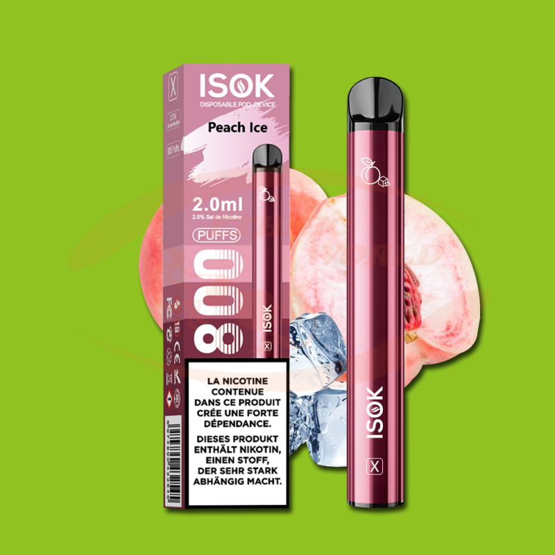Einweg ecig 20 mg ISOK Peach Ice (800) Ethnic World