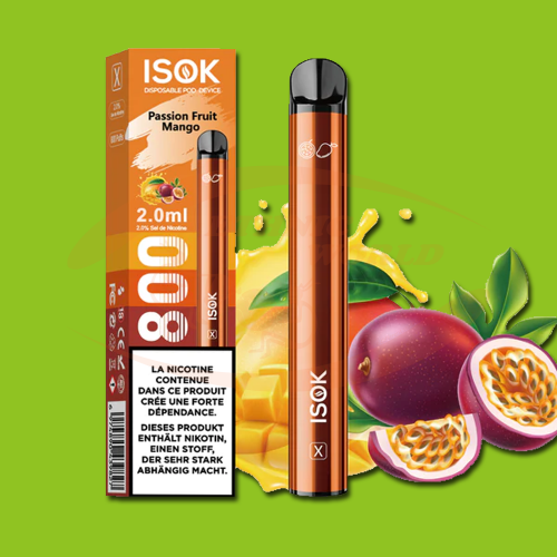 Disposable e-cig 20 mg ISOK Passion Fruit Mango (800)