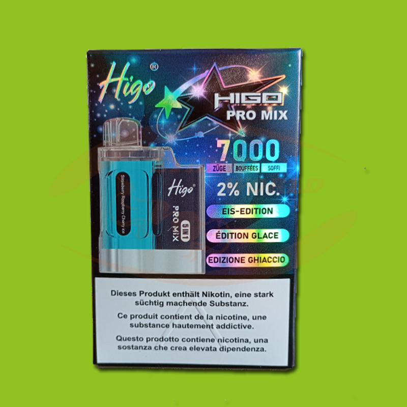 higo disposable vape HIGO 5in1 7000 puffs 20mg Straw. Rasp. Cherry Ice